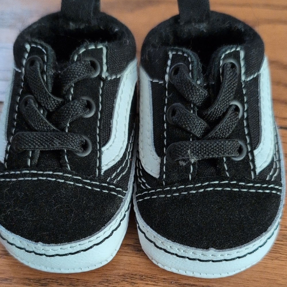 Vans Infant Black and White Sneakers